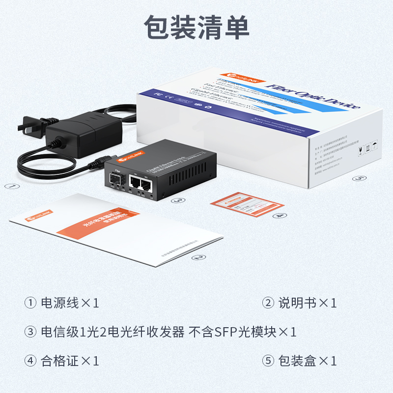 SFP光纤收发器 1光2电 电信级千兆